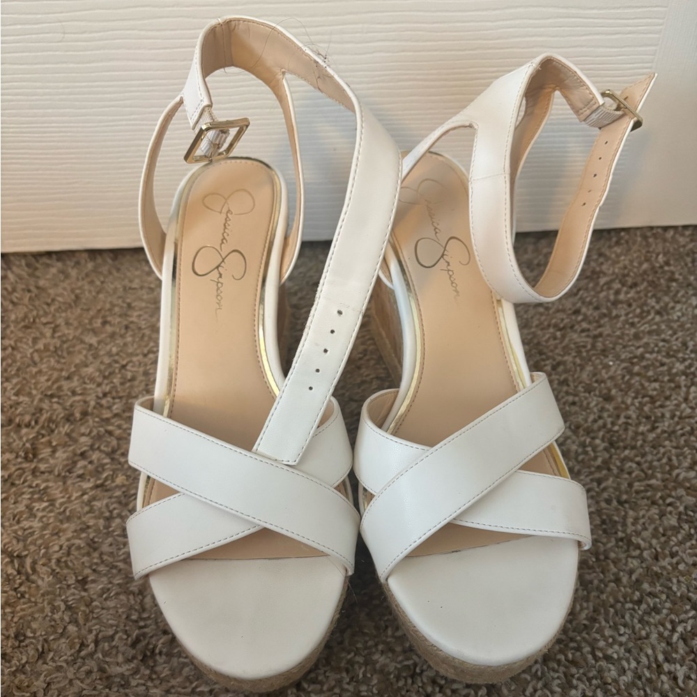 Jessica Simpson Cream Wedge Sandals